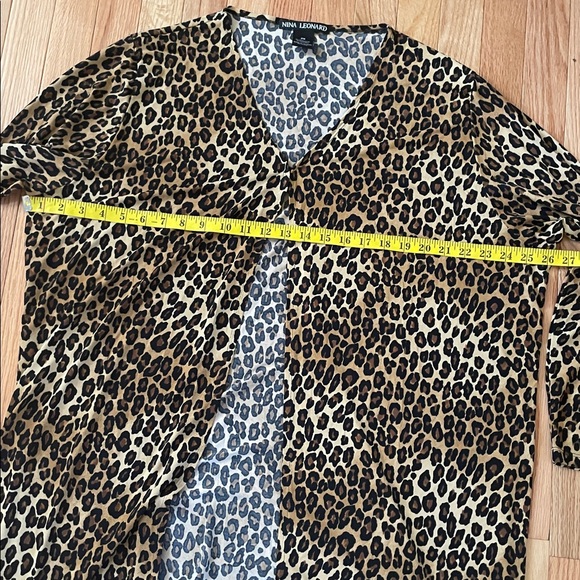Nina Leonard Cardigan Womens 2X Brown Black Animal Print Stretch Layering Piece - Picture 5 of 9
